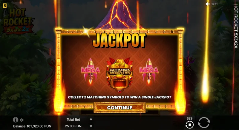 Hot Rocket 5x 3x 2x - เริ่ม Jackpot Spins พร้อมจรวดสะสมอยู่ตรงกลาง