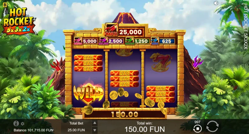 Hot Rocket 5x 3x 2x - ชนะด้วย Triple Wild บนเพย์ไลน์แรก